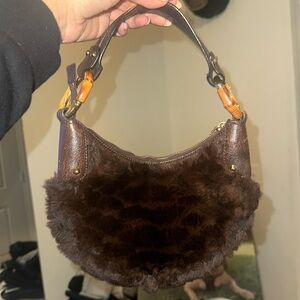 Half moon Gucci boho rabbit fur bag VINTAGE in perfect condition